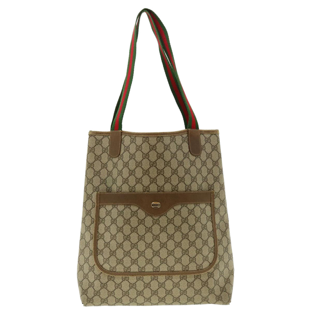 GUCCI GG Canvas Web Sherry Line Tote Bag Beige Red Green 120.02.003 39772