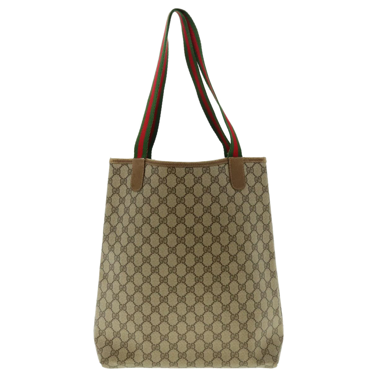 GUCCI GG Canvas Web Sherry Line Tote Bag Beige Red Green 120.02.003 39772
