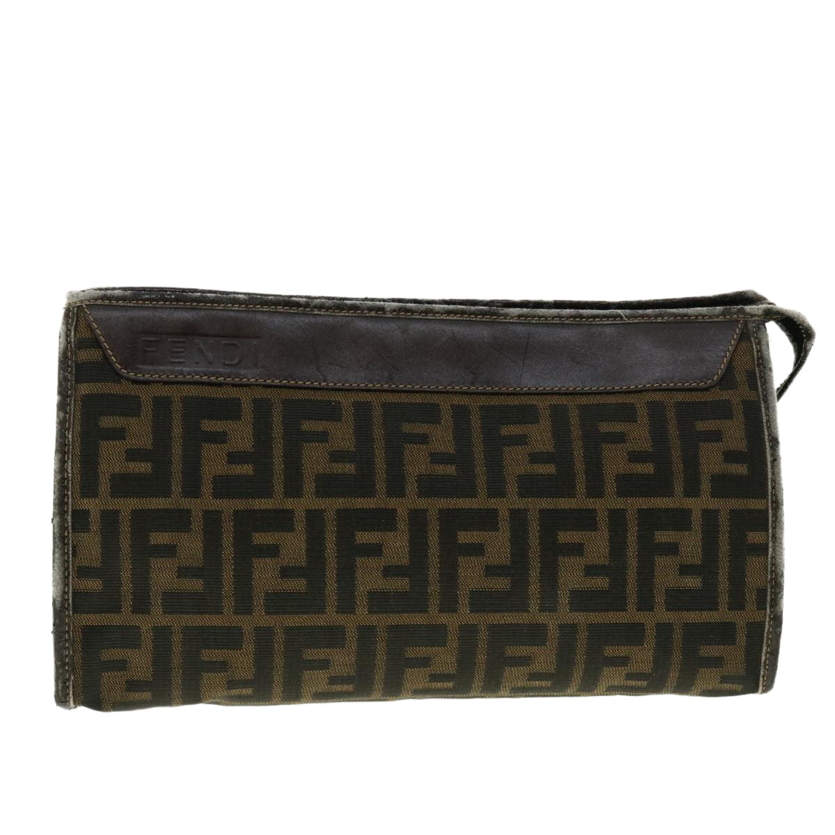 FENDI Zucca Canvas Clutch Bag Black Brown 2201-26533-089 39773