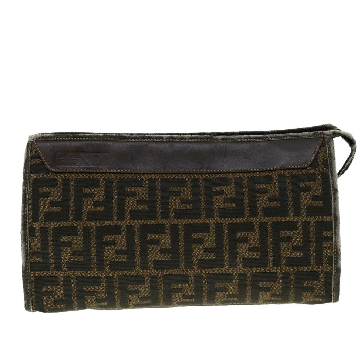 FENDI Zucca Canvas Clutch Bag Black Brown 2201-26533-089 39773