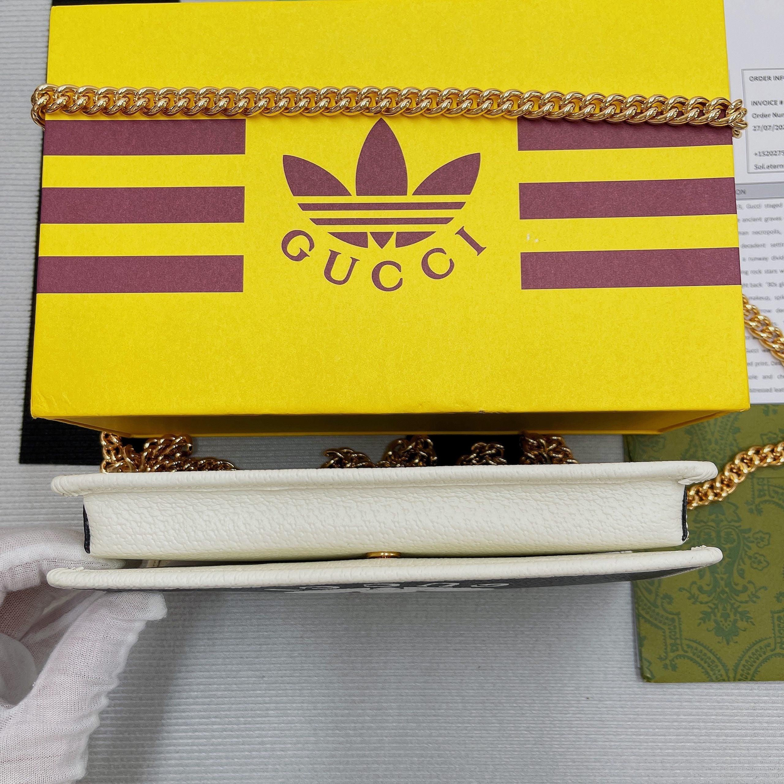 gg x Adidas Wallet With Chain Black For Women, Women’s Bags 7.5in/19cm gg 621892 UZ3BG 1057