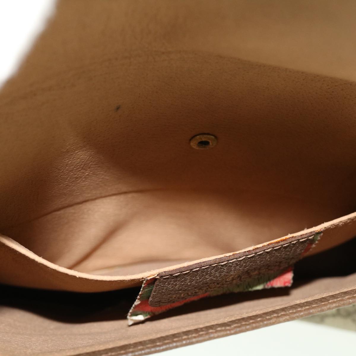 GUCCI Web Sherry Line GG Canvas Clutch Bag PVC Leather Beige Green 39950