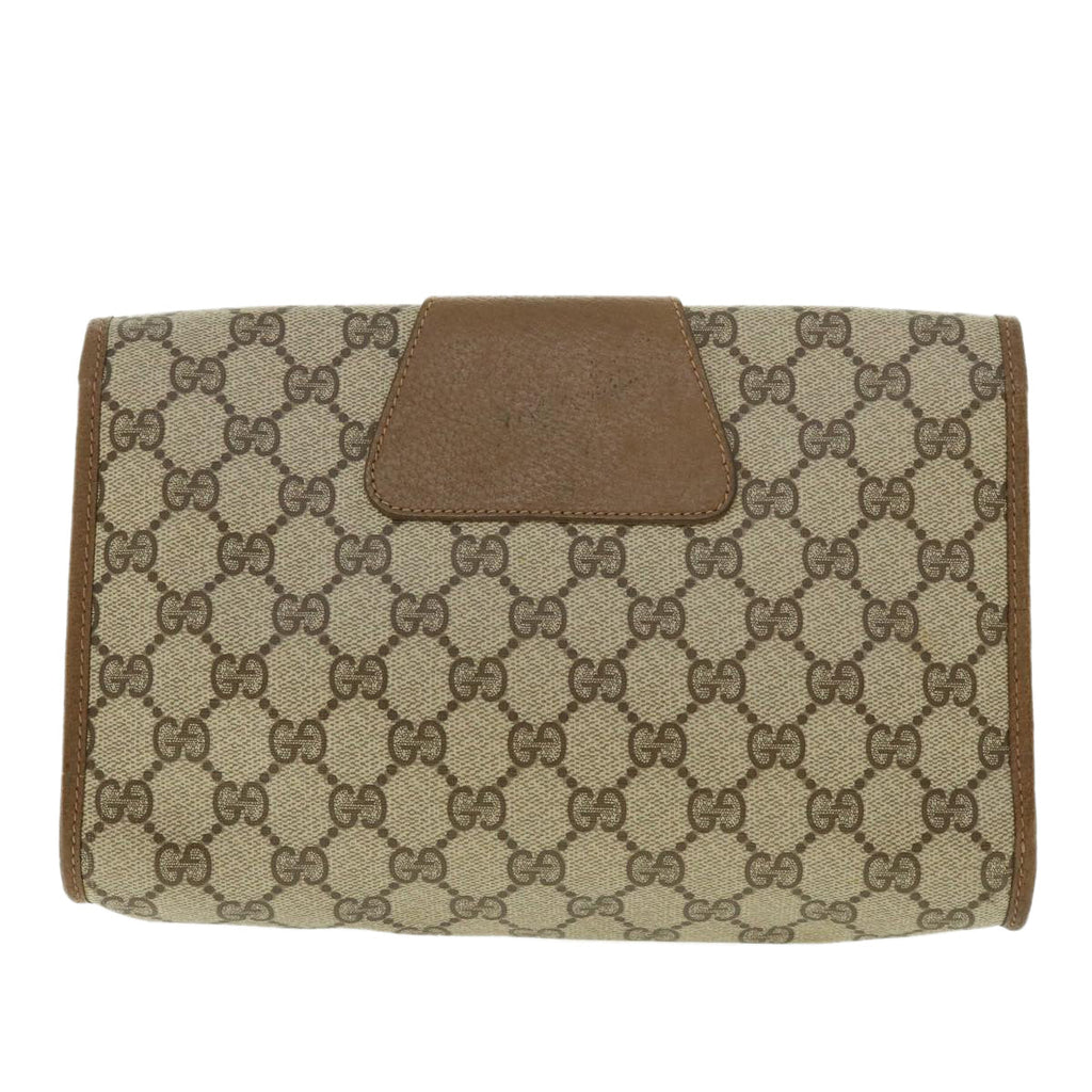 GUCCI Web Sherry Line GG Canvas Clutch Bag PVC Leather Beige Green 39950