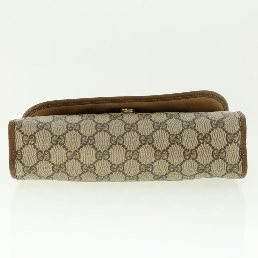 GUCCI Web Sherry Line GG Canvas Clutch Bag PVC Leather Beige Green 39950