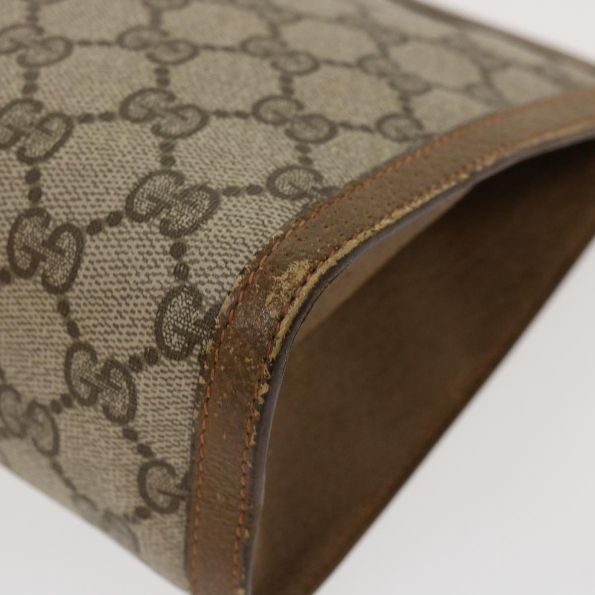 GUCCI Web Sherry Line GG Canvas Clutch Bag PVC Leather Beige Green 39957