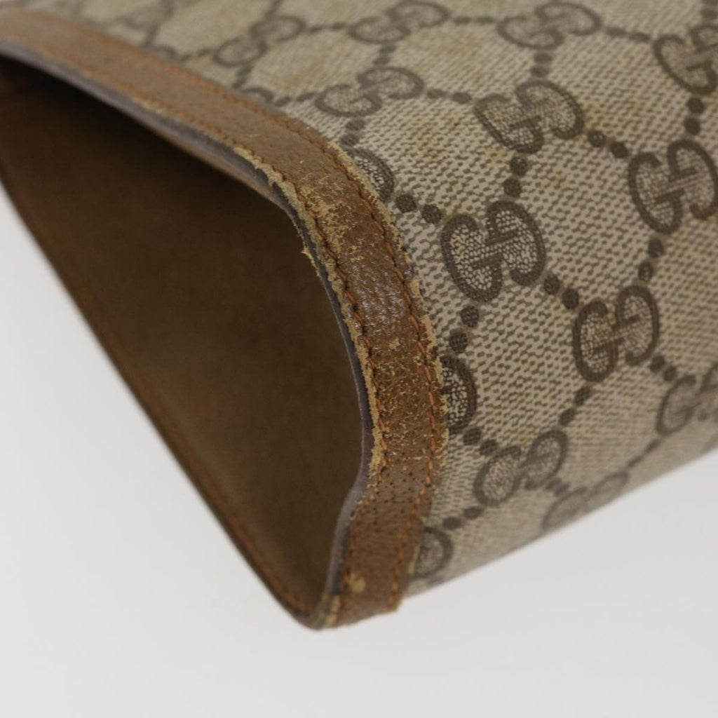 GUCCI Web Sherry Line GG Canvas Clutch Bag PVC Leather Beige Green 39957