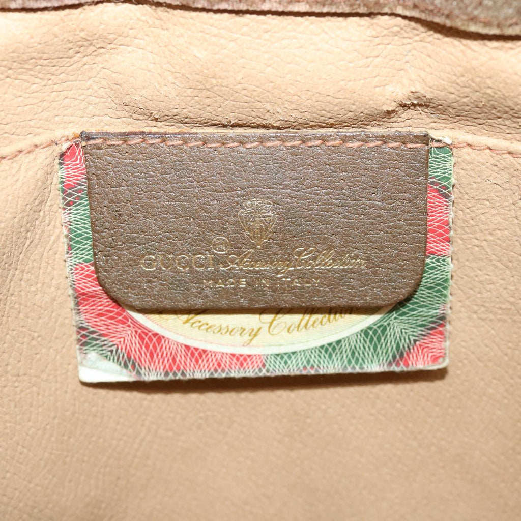GUCCI Web Sherry Line GG Canvas Clutch Bag PVC Leather Beige Green 39957