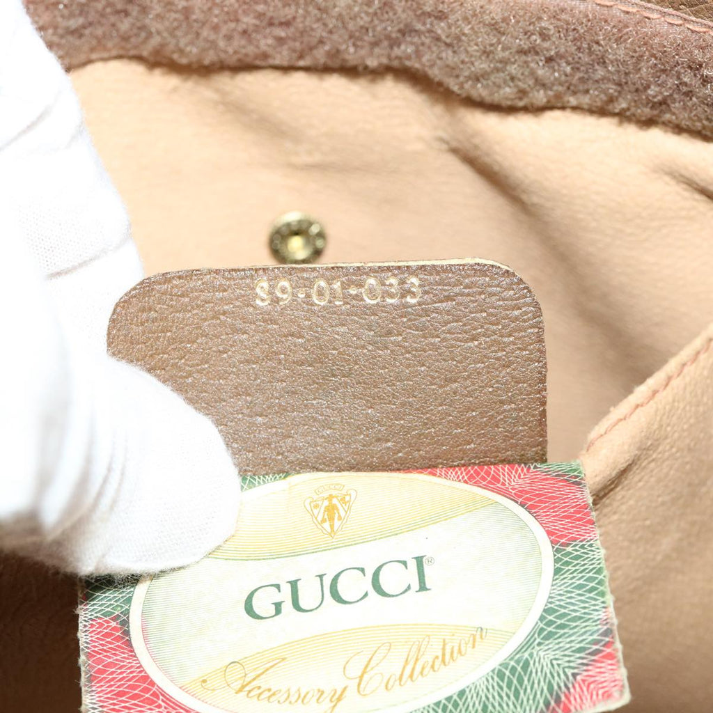 GUCCI Web Sherry Line GG Canvas Clutch Bag PVC Leather Beige Green 39957