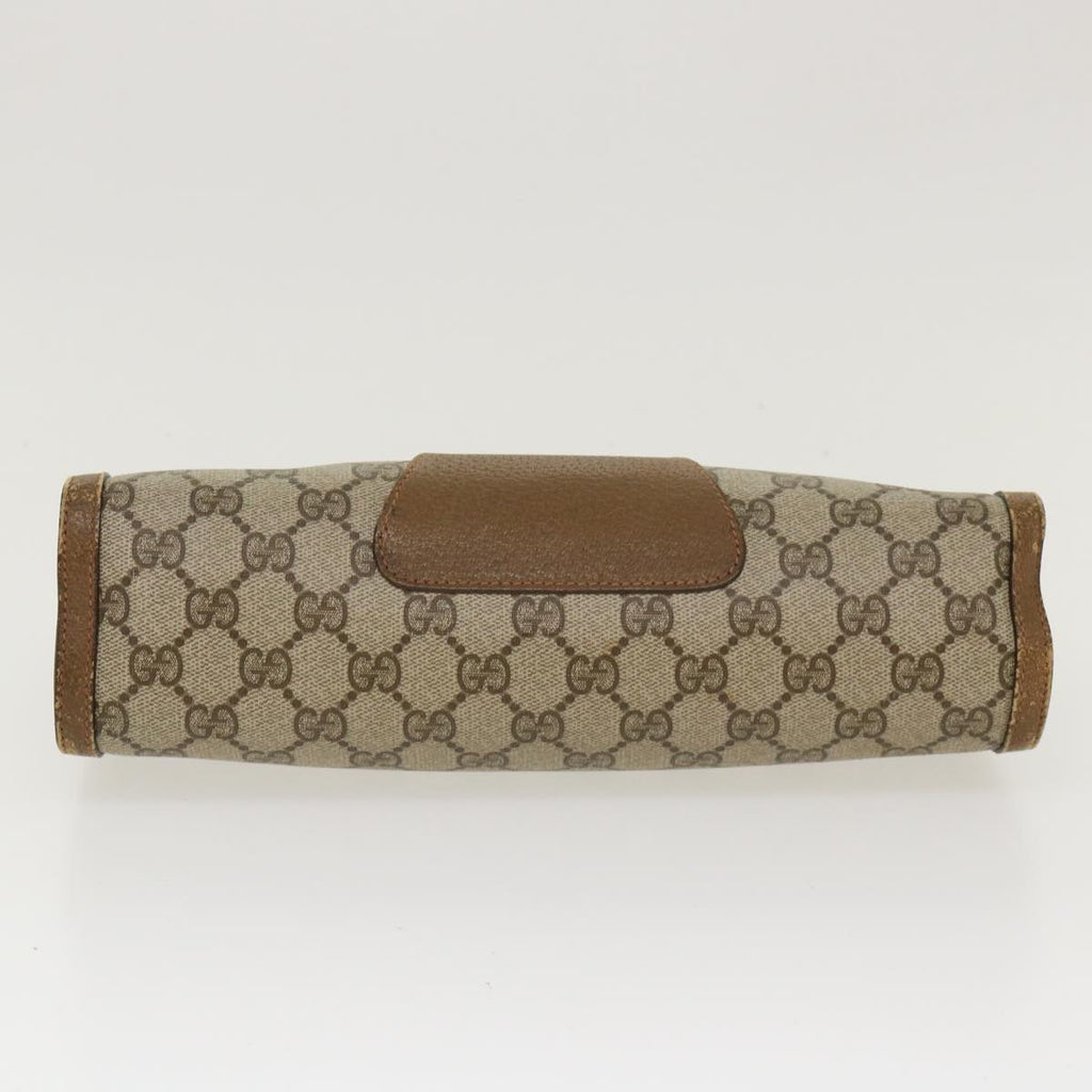 GUCCI Web Sherry Line GG Canvas Clutch Bag PVC Leather Beige Green 39957