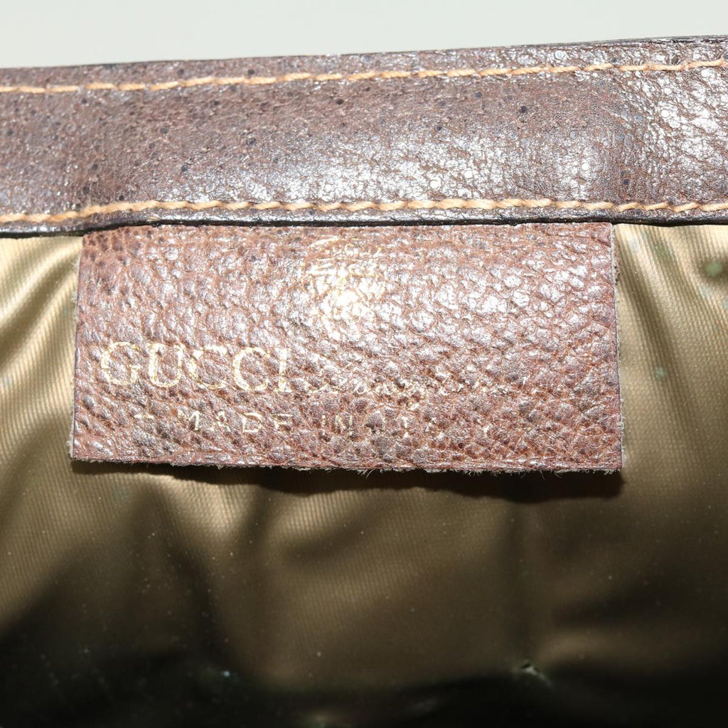 GUCCI Web Sherry Line GG Canvas Clutch Bag PVC Leather Beige Green 39958