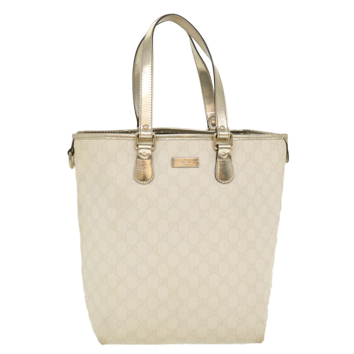 GUCCI GG Canvas Tote Bag PVC Leather White 189896 39964