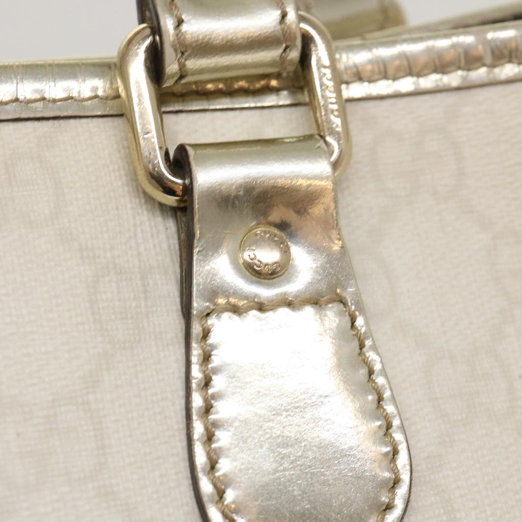 GUCCI GG Canvas Tote Bag PVC Leather White 189896 39964