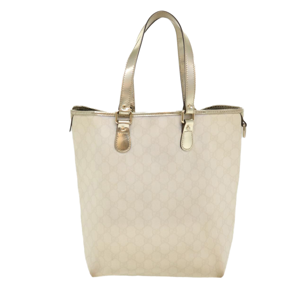 GUCCI GG Canvas Tote Bag PVC Leather White 189896 39964