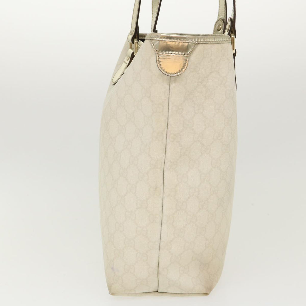 GUCCI GG Canvas Tote Bag PVC Leather White 189896 39964