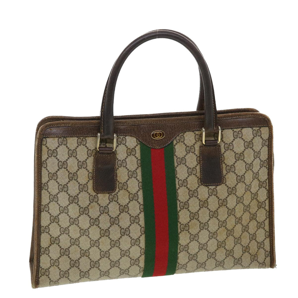 GUCCI GG Canvas Web Sherry Line Hand Bag Beige Red Green 010378 39975