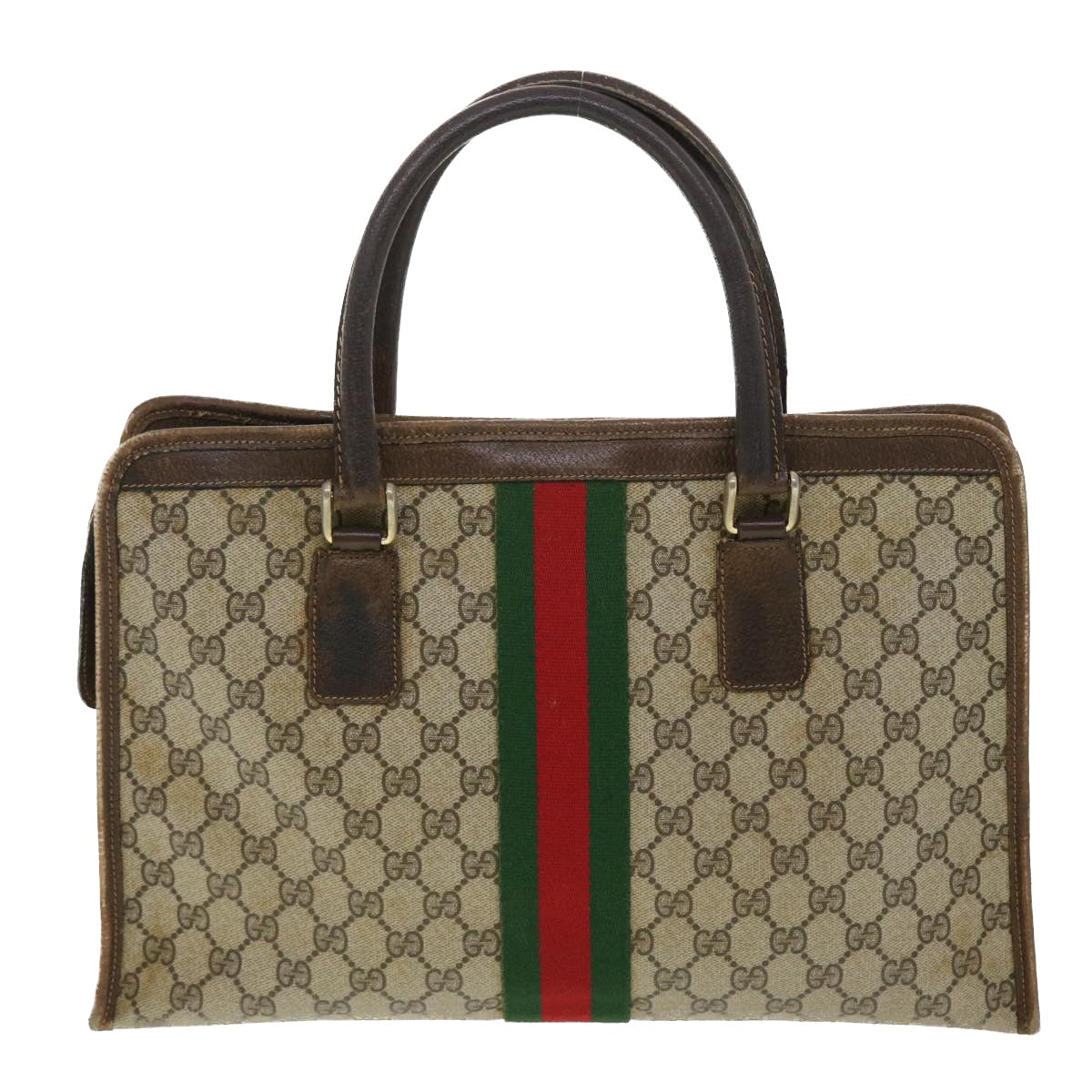 GUCCI GG Canvas Web Sherry Line Hand Bag Beige Red Green 010378 39975