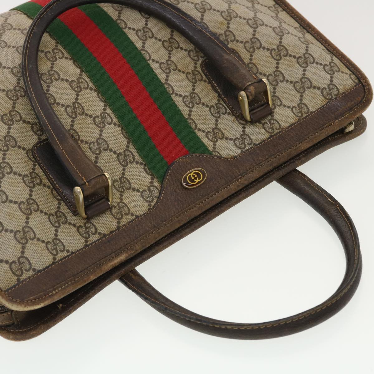 GUCCI GG Canvas Web Sherry Line Hand Bag Beige Red Green 010378 39975