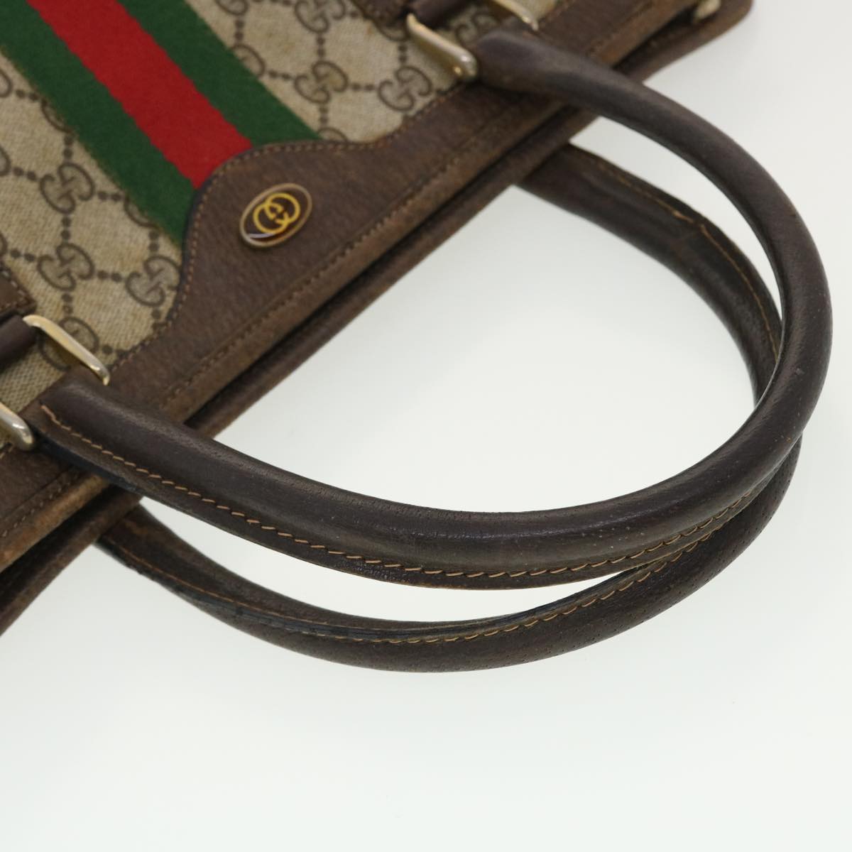 GUCCI GG Canvas Web Sherry Line Hand Bag Beige Red Green 010378 39975