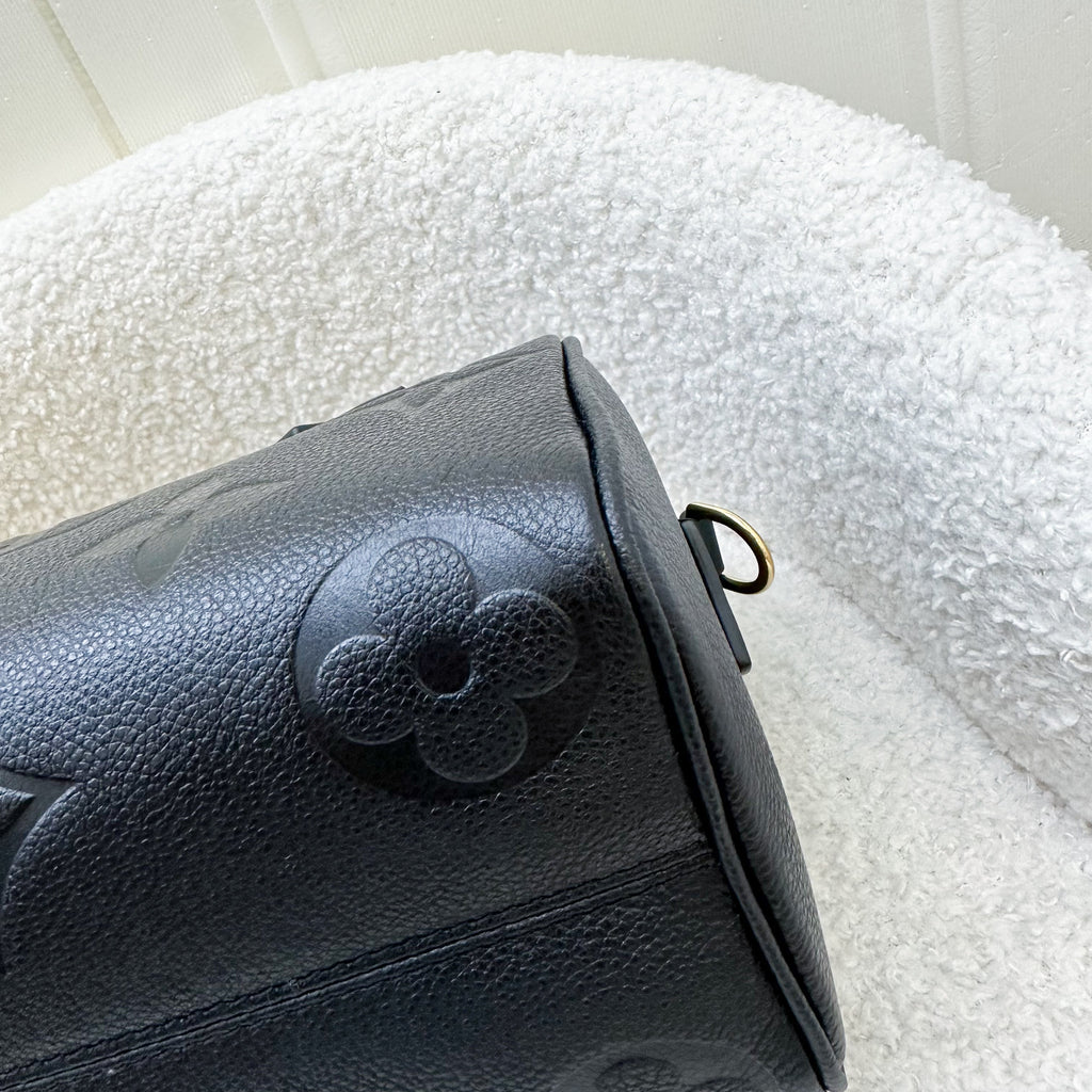 LV Speedy Bandouliere 20 in Black Giant Monogram Empreinte Leather and GHW