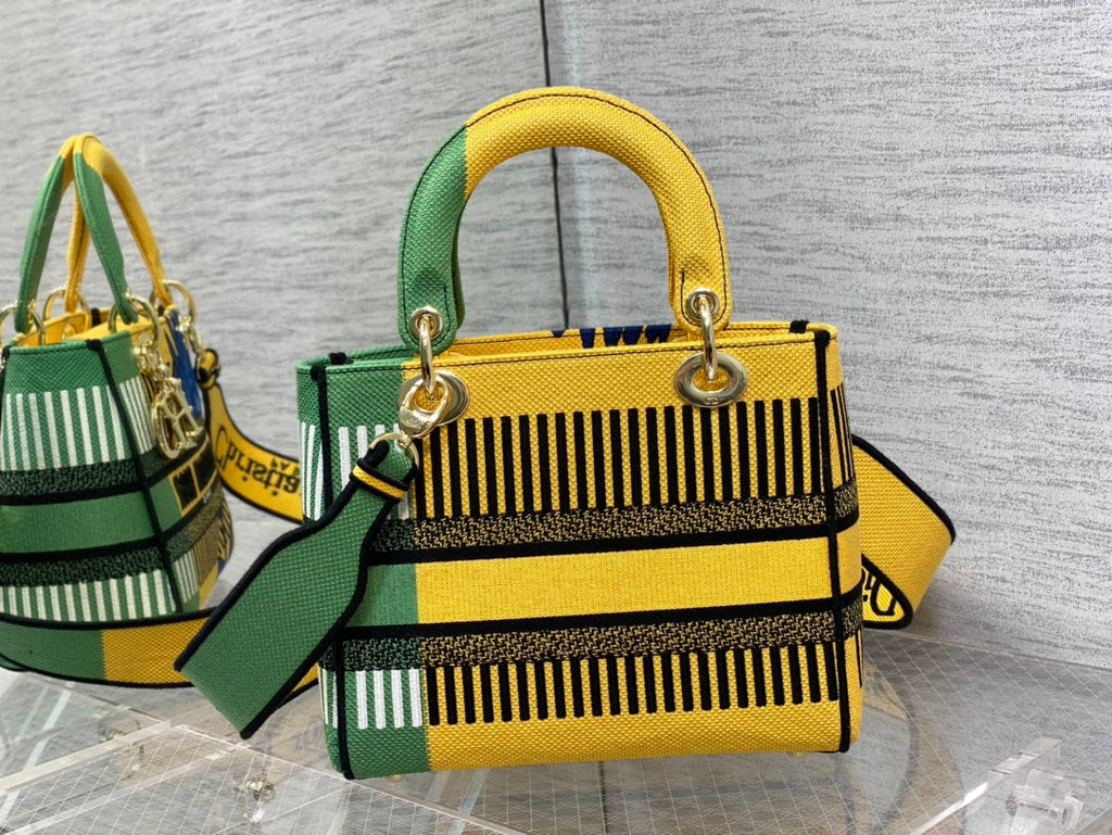 GLAMI MeGLAMIum Lady D-Lite Bag D-GlamIower Pop Embroidery, Bright Yellow/Green Handbags, 24cm CD M0565OROO_M886