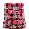 CHANEL Coco Beach Convertible CC Flap Bag Quilted Tweed with Sequins Small