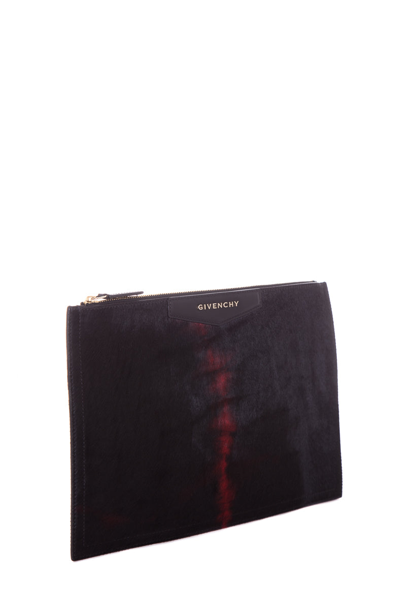 Givenchy Black & Red Pony Hair Antigona Pouch