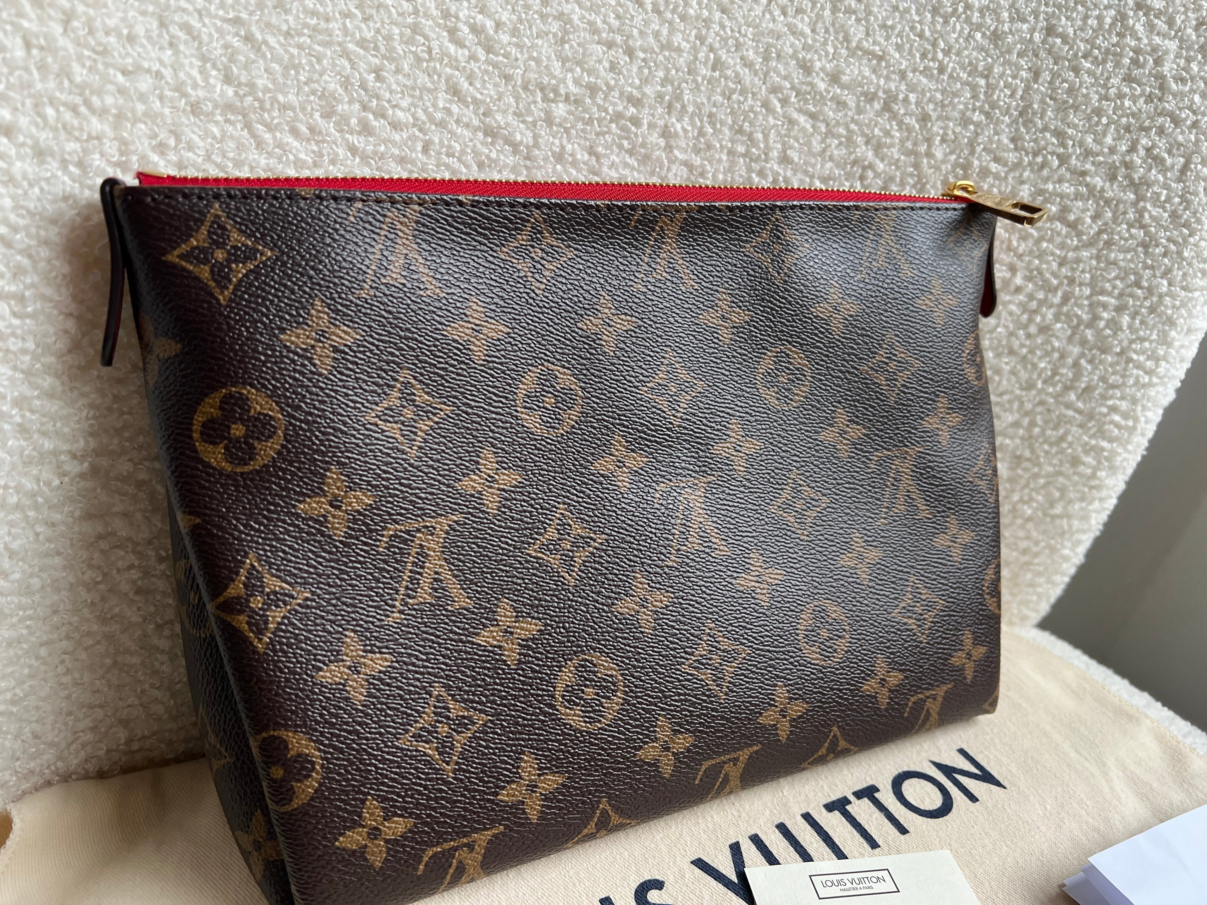 Louis Vuitton Red and Monogram Pallas Trousse Cosmetic Pouch
