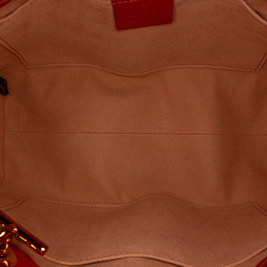 Brown Gucci GG Supreme Apple Padlock Tote