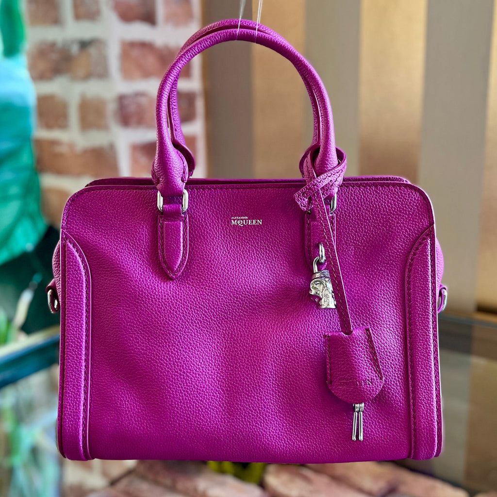 ALEXANDER MCQUEEN Skull Padlock Zip Medium Magenta Handbag