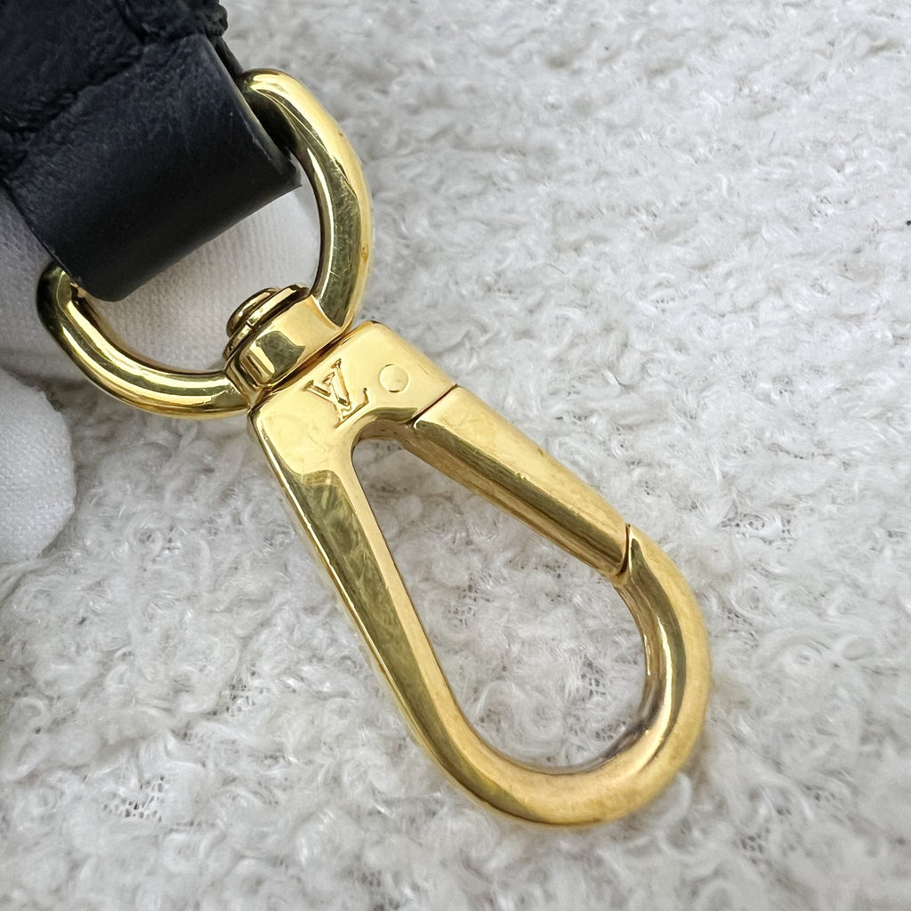 LV Over The Moon Bag in Black Bubblegram Calfskin and GHW with Canvas Strap and Chain Strap