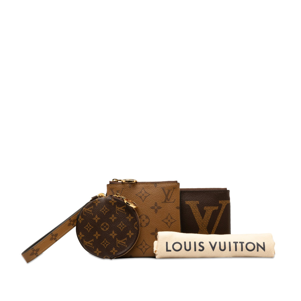 Brown Louis Vuitton Monogram Reverse Giant Trio Pouch
