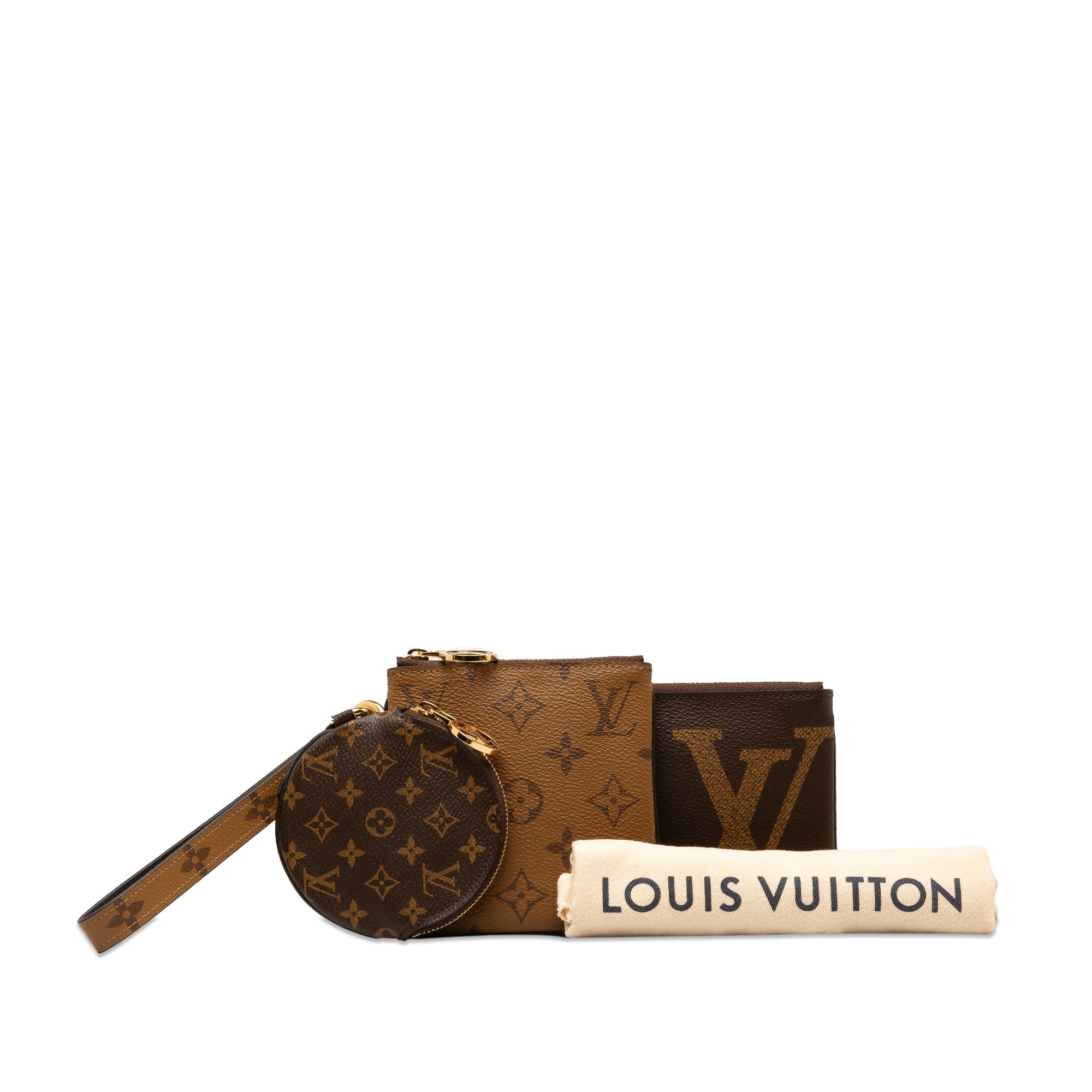 Brown Louis Vuitton Monogram Reverse Giant Trio Pouch