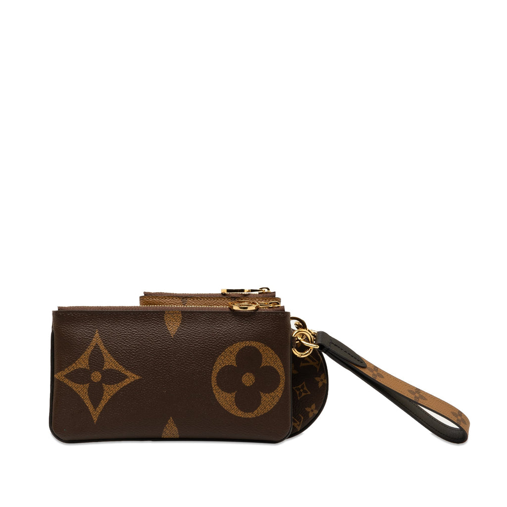 Brown Louis Vuitton Monogram Reverse Giant Trio Pouch