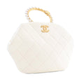 Chanel Quilted Lambskin Pearl Crown Handle Clutch Bag