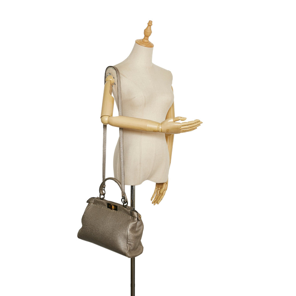 Fendi Selleria Peekaboo Handbag Silver
