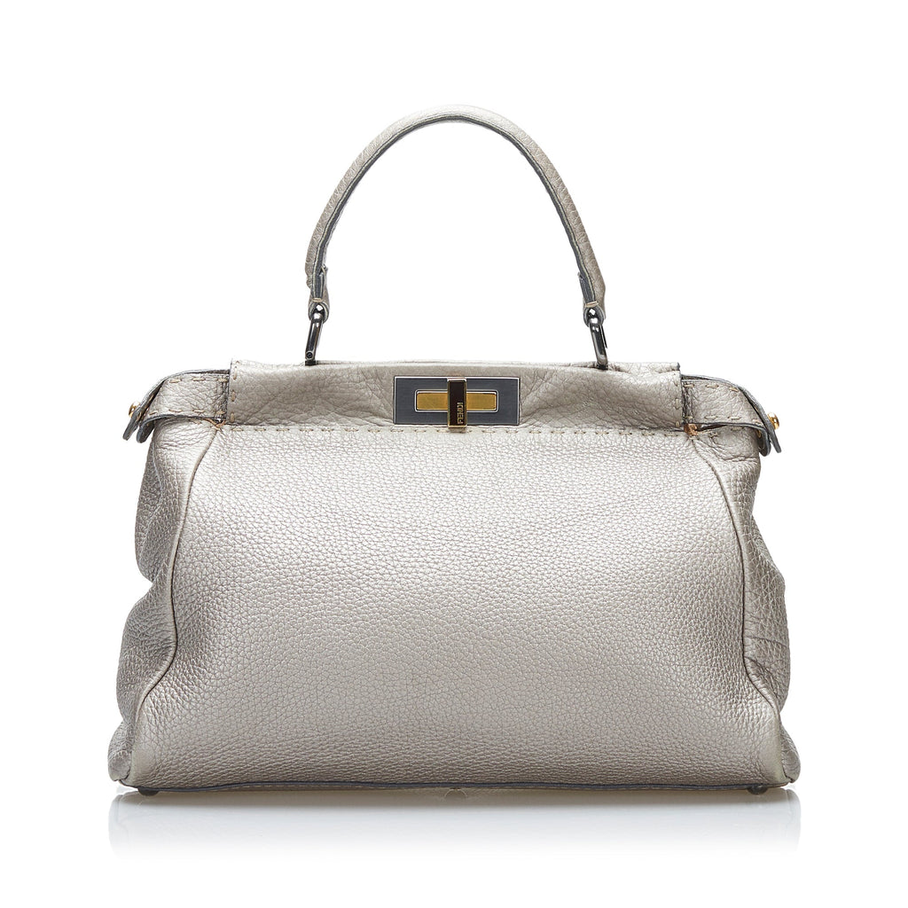 Fendi Selleria Peekaboo Handbag Silver