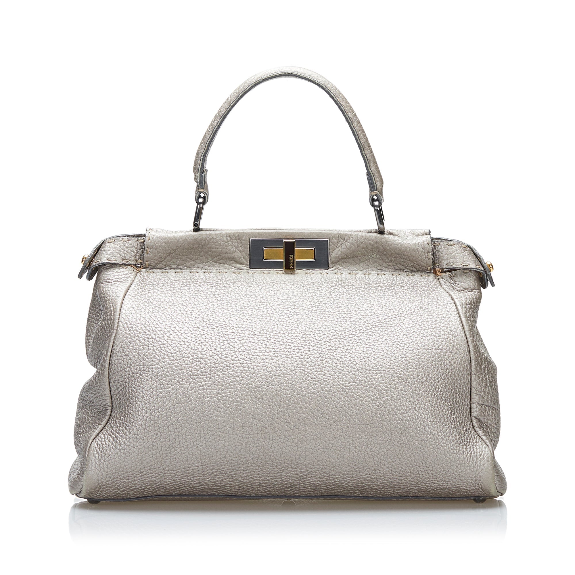 Fendi Selleria Peekaboo Handbag Silver