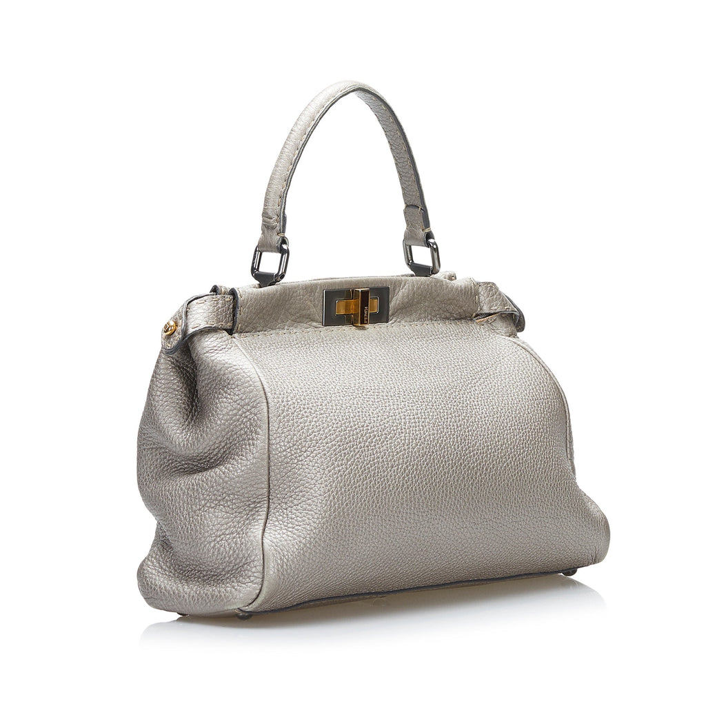 Fendi Selleria Peekaboo Handbag Silver