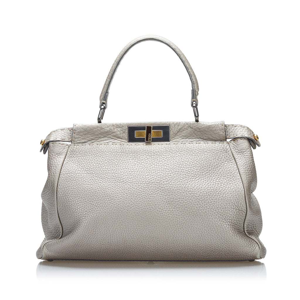 Fendi Selleria Peekaboo Handbag Silver