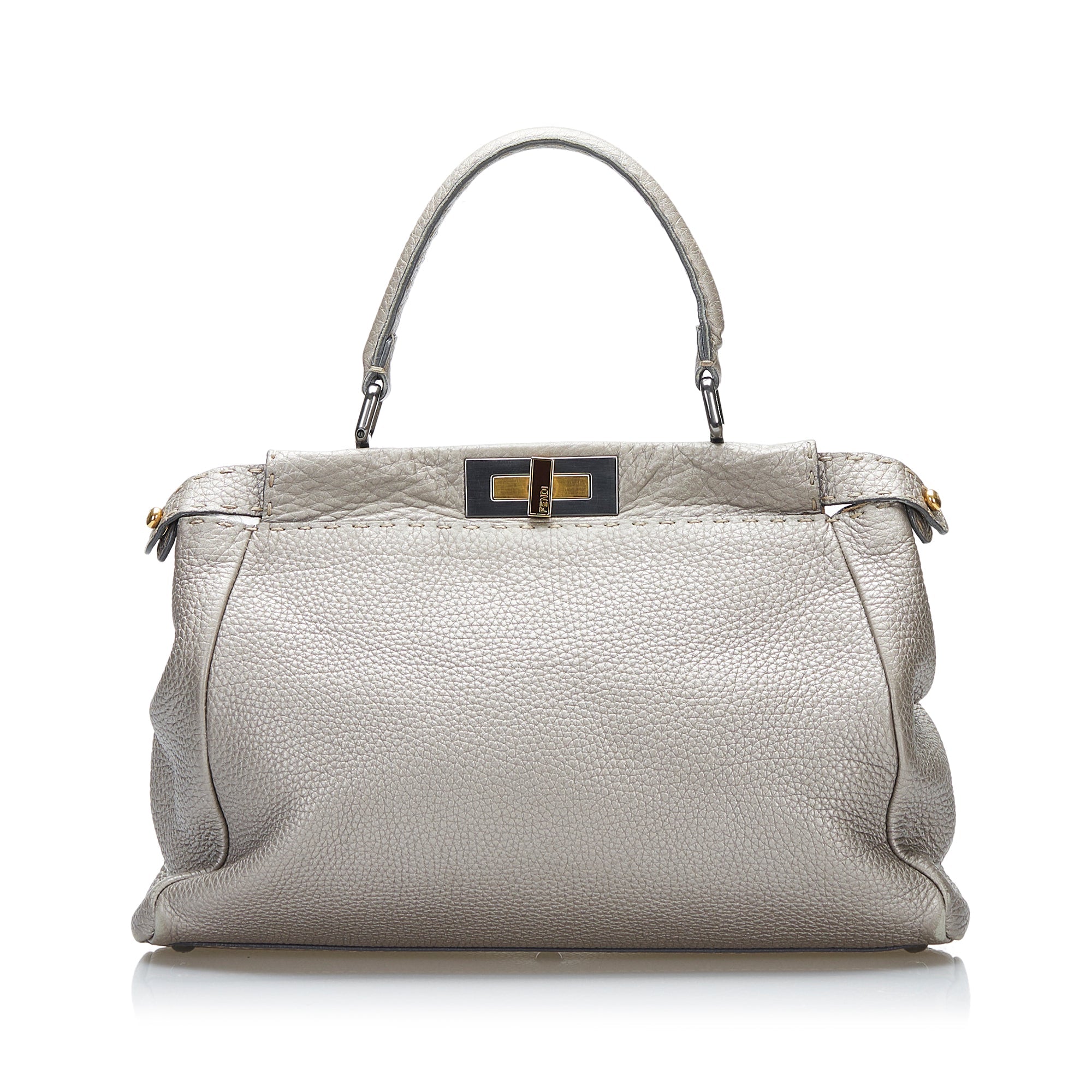 Fendi Selleria Peekaboo Handbag Silver