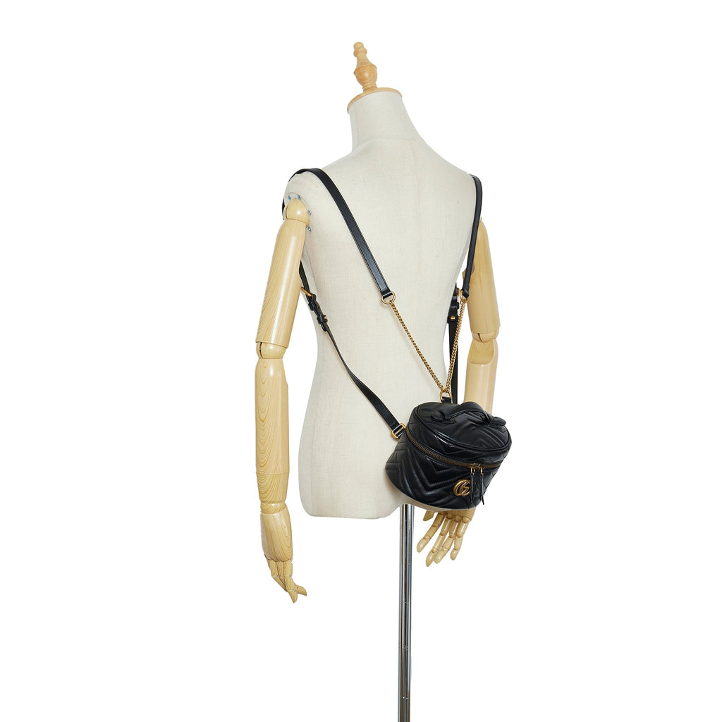 Gucci GG Marmont Round Backpack Black MatelassÃƒÆ’Ã‚Â©