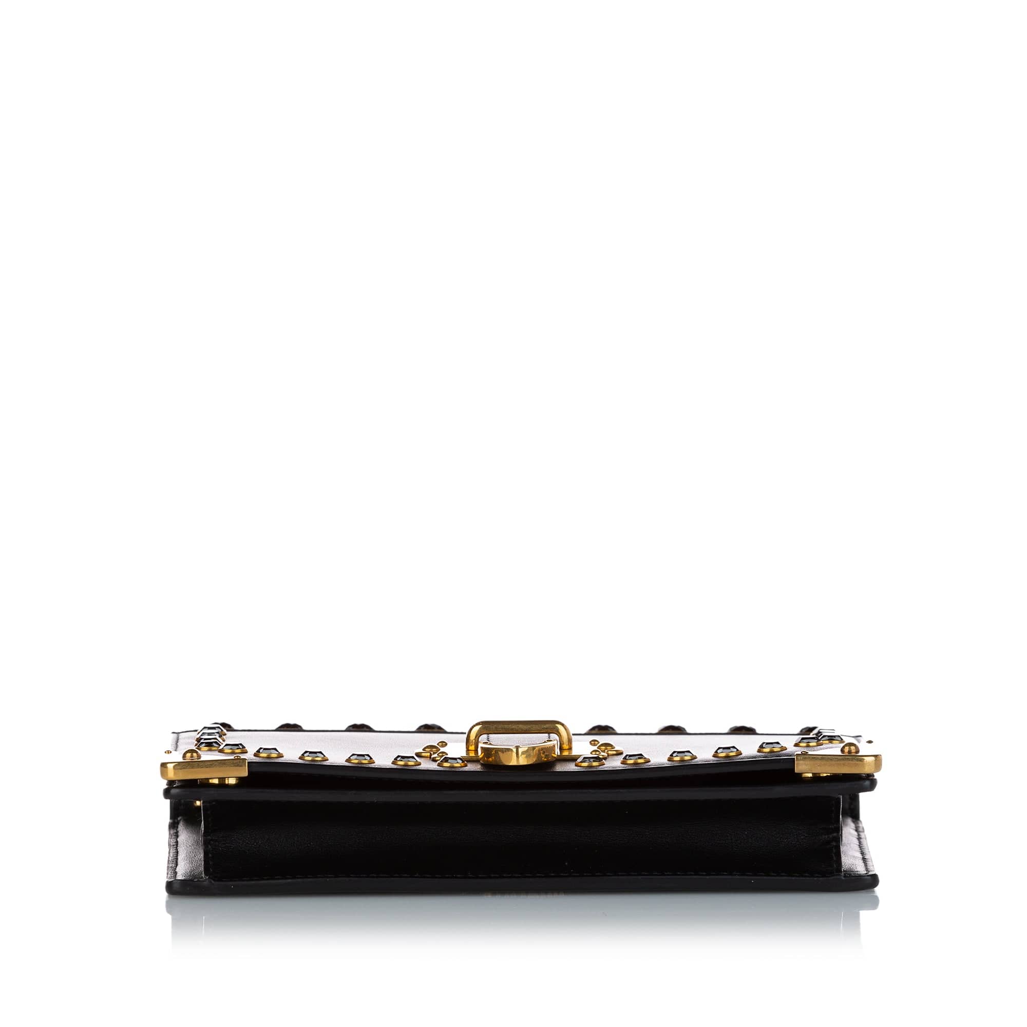Prada Mini Cahier Crossbody Bag Black Studded Leather