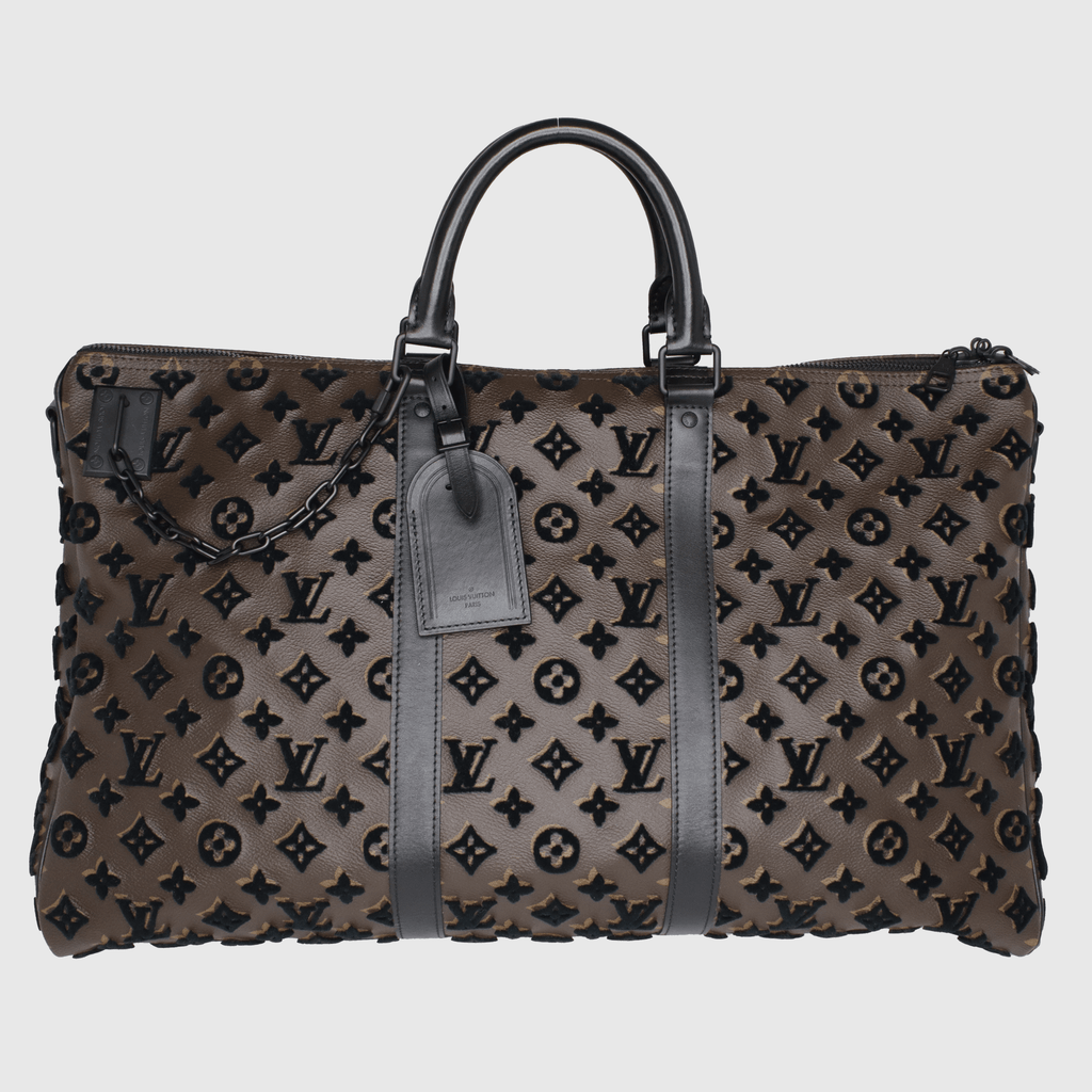 Brown/Black Monogram Tuffetage Limited Edition Keepall 50 Triangle Bandouliere