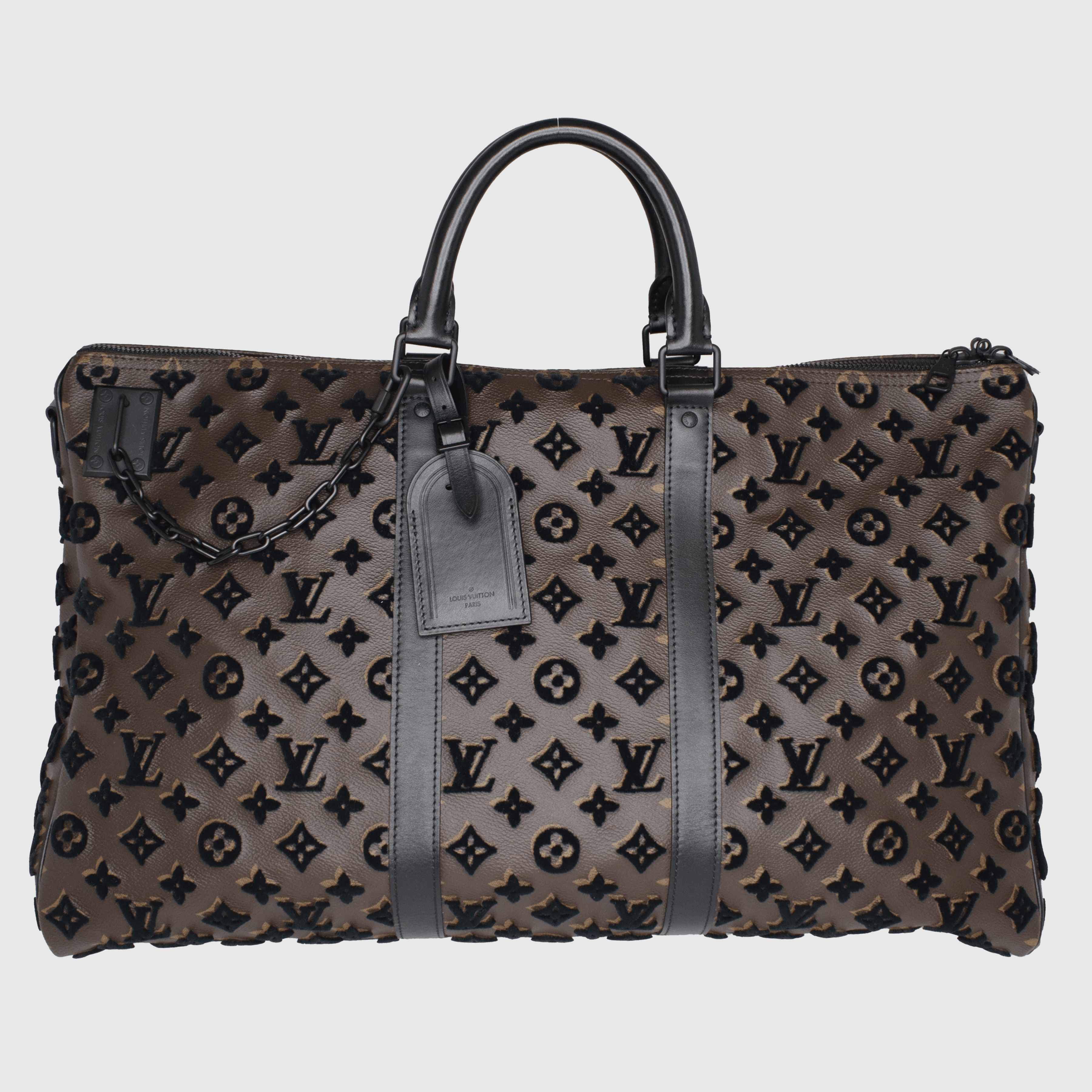 Brown/Black Monogram Tuffetage Limited Edition Keepall 50 Triangle Bandouliere