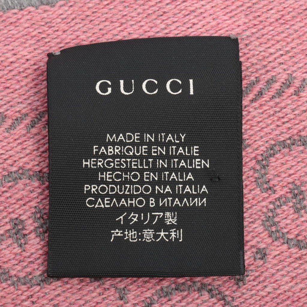 Gucci GG Wool Scarf Pink x Gray