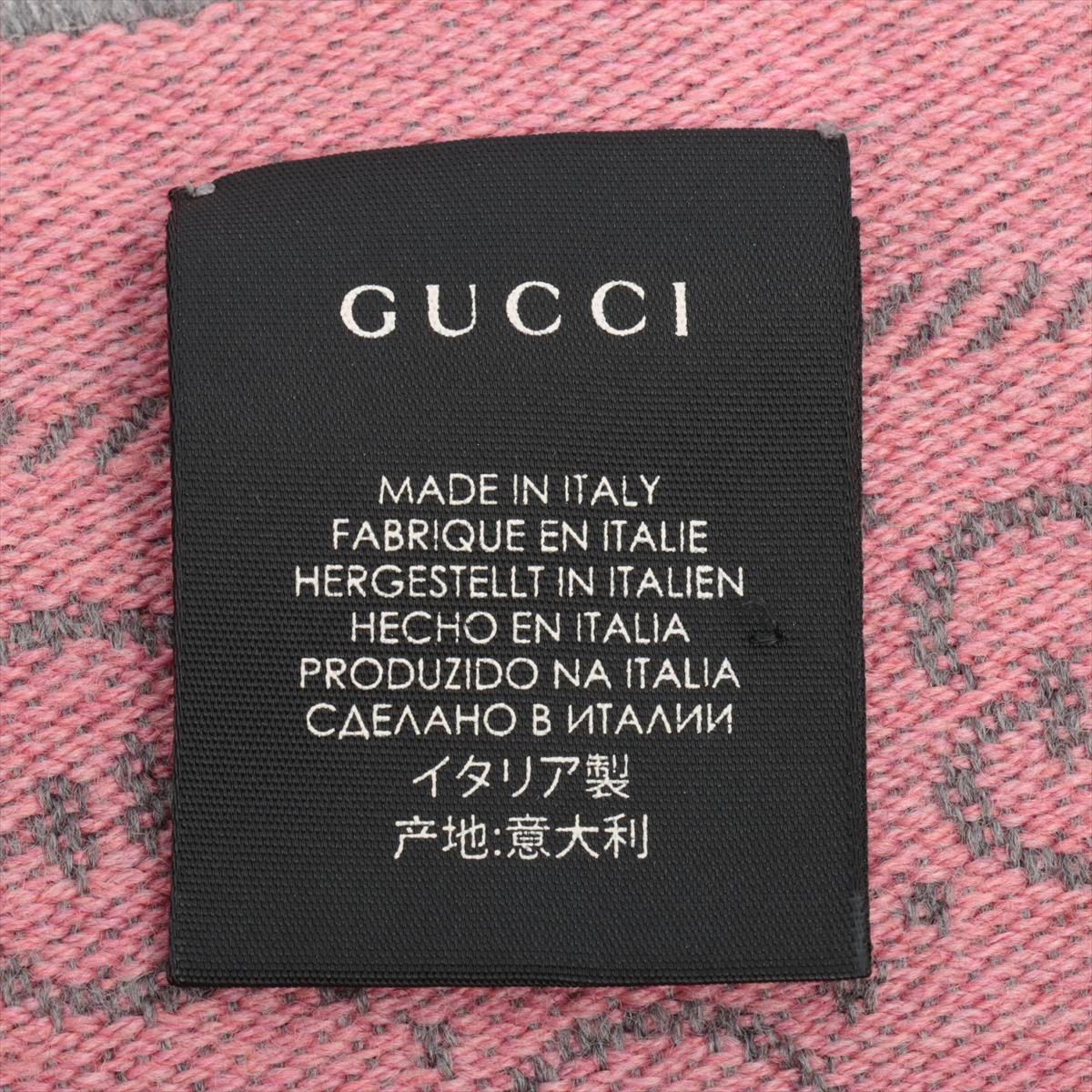 Gucci GG Wool Scarf Pink x Gray