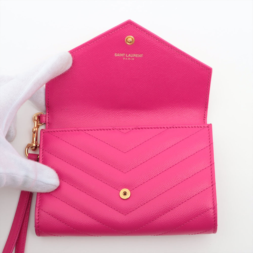 Saint Laurent Paris Monogram Envelope Wallet Pink