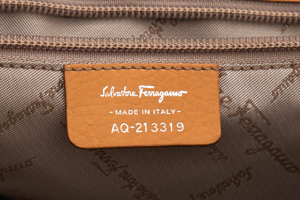 Salvatore Ferragamo Brown Leather Top Handle Flap Bag Handbag