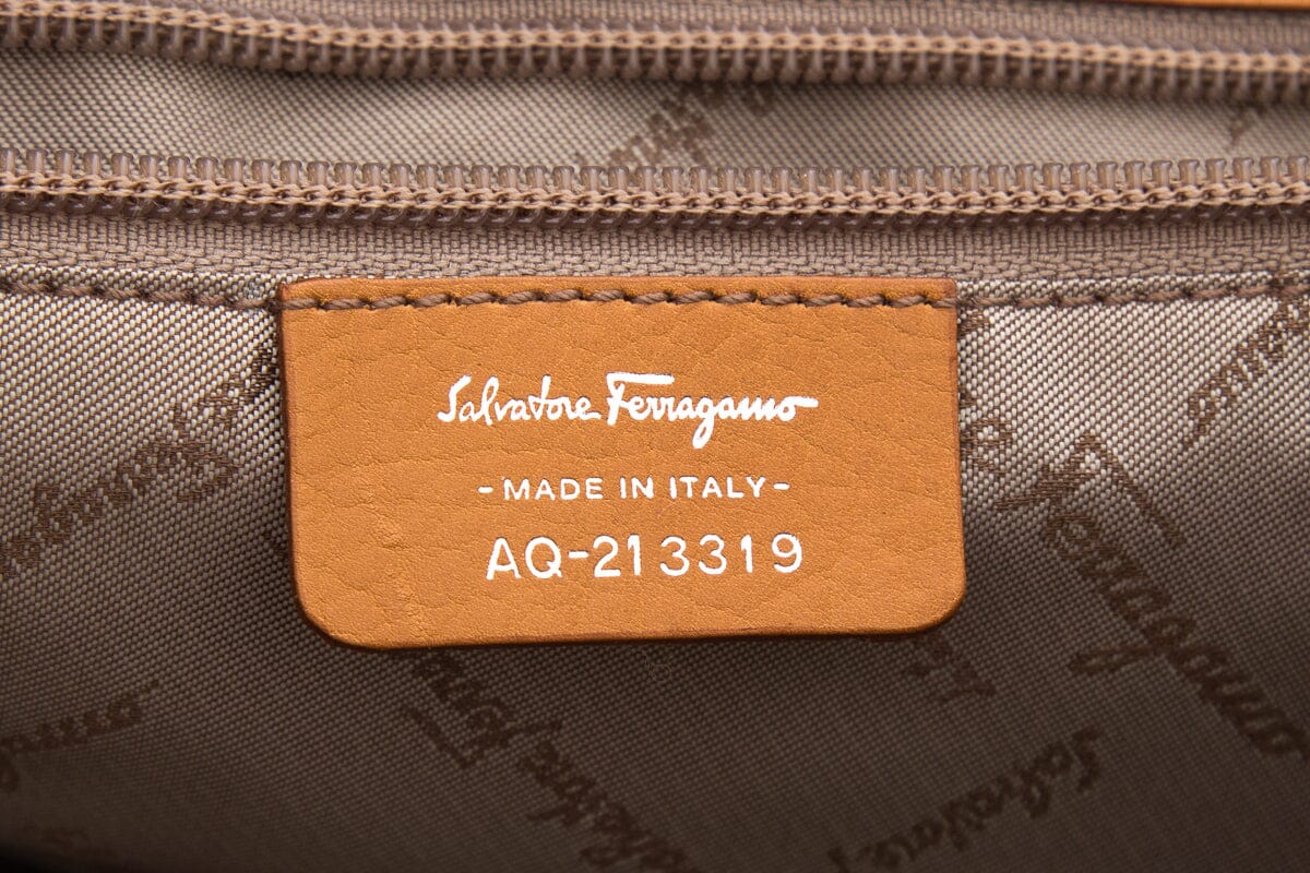 Salvatore Ferragamo Brown Leather Top Handle Flap Bag Handbag