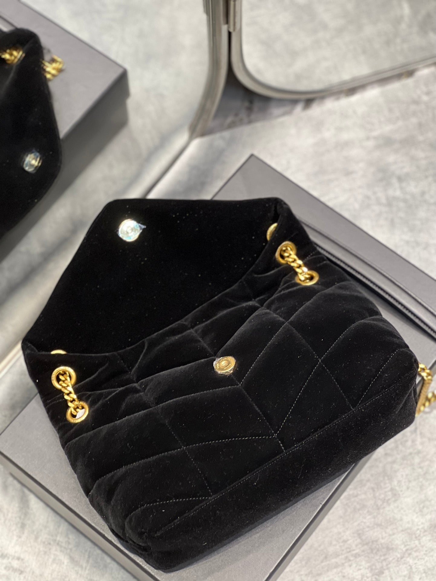 GLAMI Puffer Small Chain Bag Black For Women, Women’s Bags 11.4in/29cm YSLÃ¢â‚¬Å½